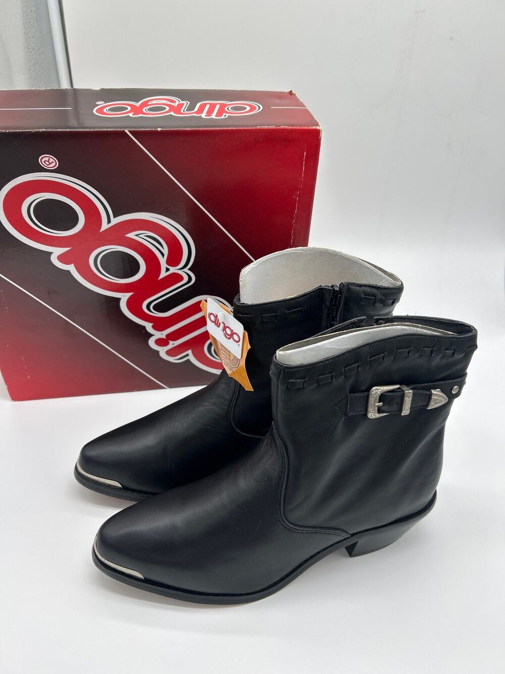 Dingo Black Western Ankle Boots Women’s Size 8.5 M Zip-Up Cowboy Booties NWT